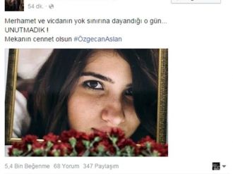 Ünlüler Özgecan Aslan’ı unutmadı