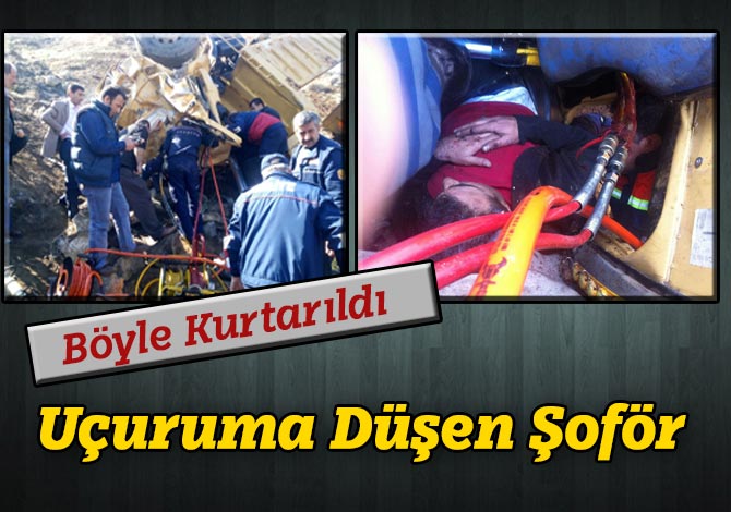 Uçuruma Düşen Şoför Böyle Kurtarıldı