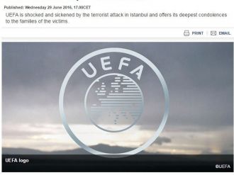 UEFA’dan başsağlığı mesajı