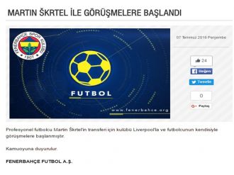 Fenerbahçe’den beklenen ’Skertel’ açıklaması geldi