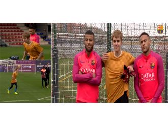 Justin Bieber Barca antrenmanında: Futbolda da iyiymiş !