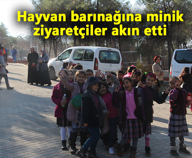 Hayvan barınağına minik ziyaretçiler akın etti