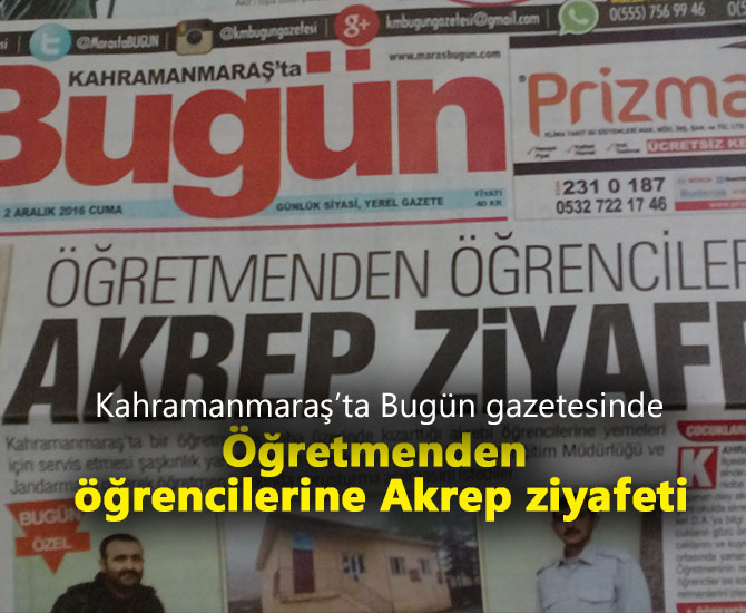 Öğretmenden öğrencilerine Akrep ziyafeti