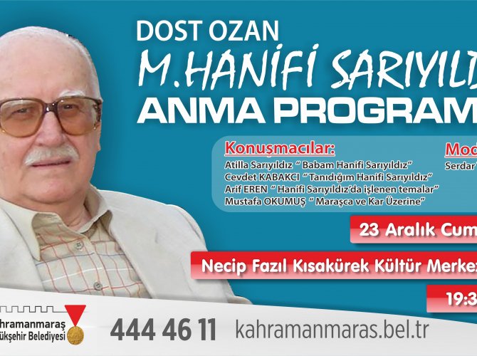 Büyükşehir’den dost ozan’ı anma programı