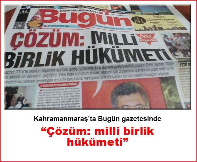 “Çözüm: milli birlik hükümeti”