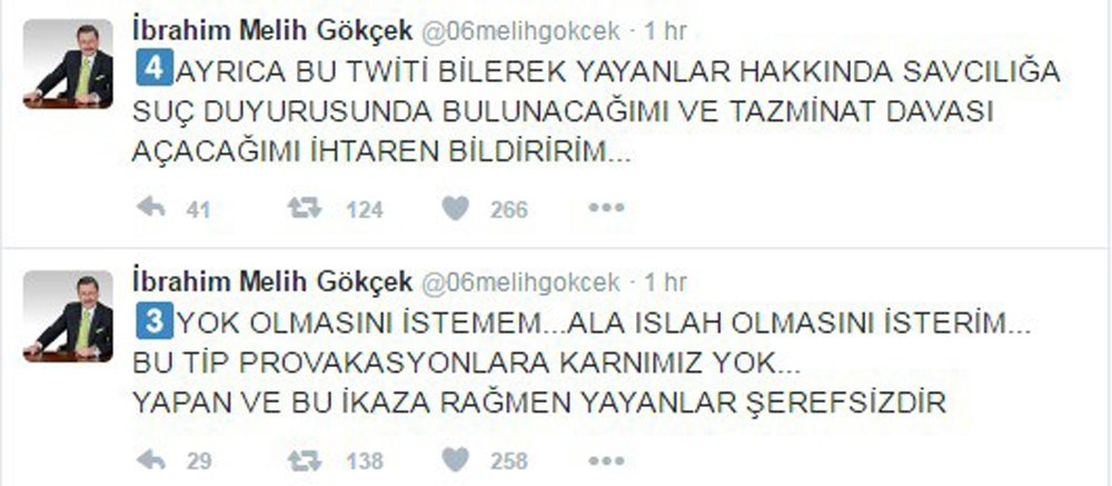 Melih Gökçek’ten sert  tepki