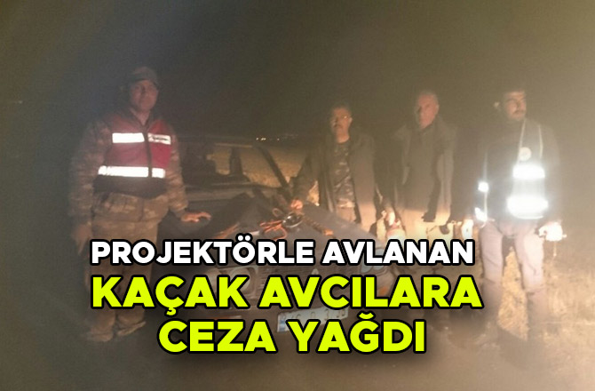 PROJEKTÖRLE AVLANAN KAÇAK AVCILARA CEZA YAĞDI