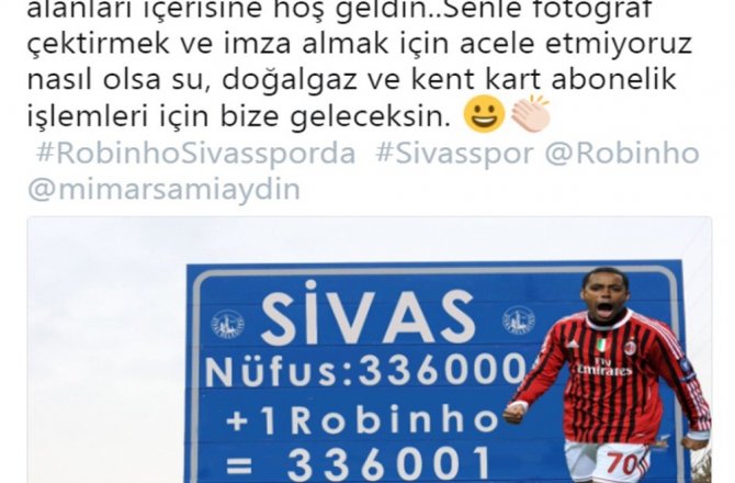 Sivas Belediyesi’nden ilginç Robinho paylaşımı