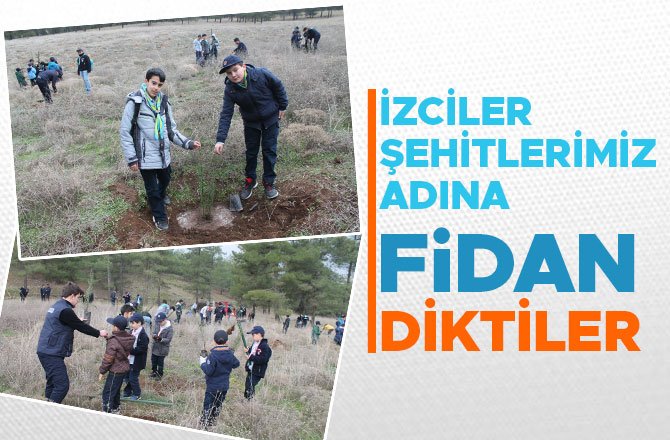 İZCİLER, ŞEHİTLERİMİZ ADINA FİDAN DİKTİLER