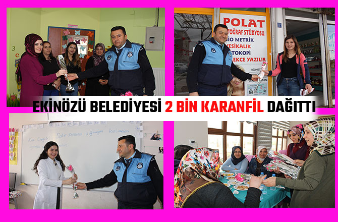 EKİNÖZÜ BELEDİYESİ 2 BİN KARANFİL DAĞITTI