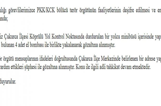 PKK’LI TERÖRİSTLER YOLCU MİNİBÜSÜNDE BOMBAYLA YAKALANDI