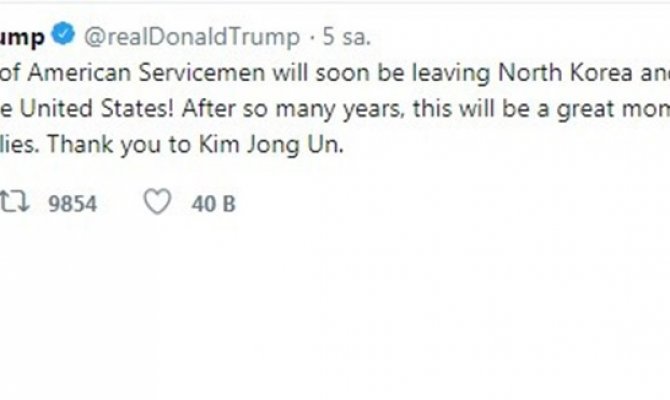 Trump Kim’e teşekkür etti