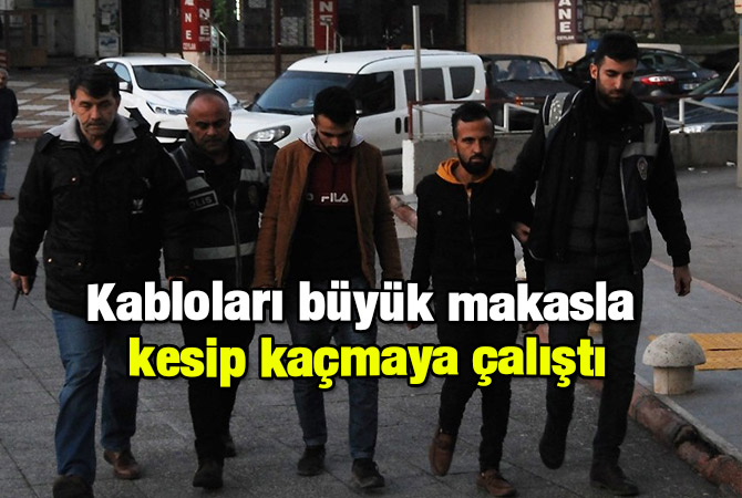 Kabloları büyük makasla kesip kaçmaya çalıştı