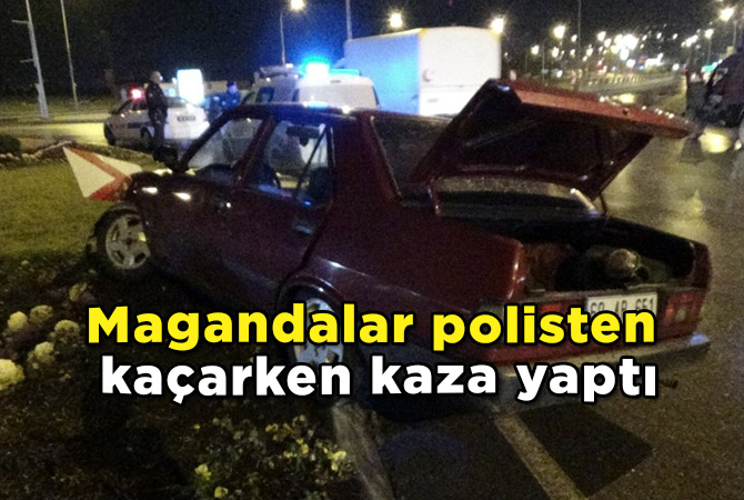 Magandalar polisten kaçarken kaza yaptı