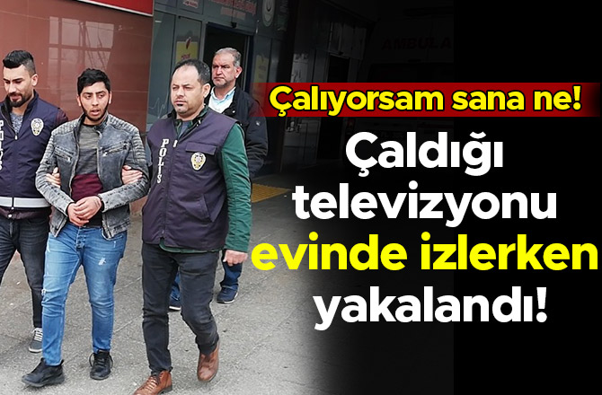 Çaldığı televizyonu evinde izlerken yakalandı!