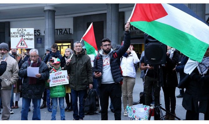 Brüksel'de İsrail protestosu