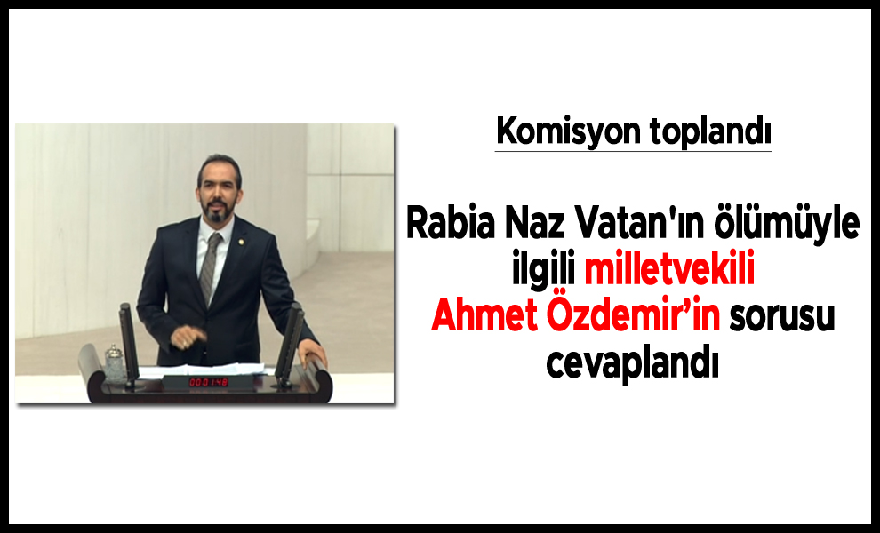 Rabia Naz Vatan'ın ölümüyle ilgili milletvekili Ahmet Özdemir’in sorusu cevaplandı