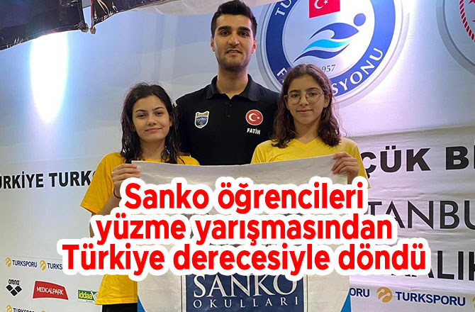 Sanko öğrencileri yüzme yarışmasından Türkiye derecesiyle döndü