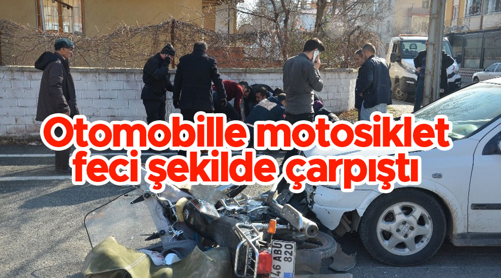 Otomobille motosiklet feci şekilde çarpıştı