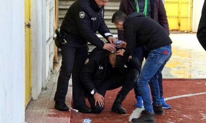 Kütahya’da ki maçta bir polis memuru başından yaralandı