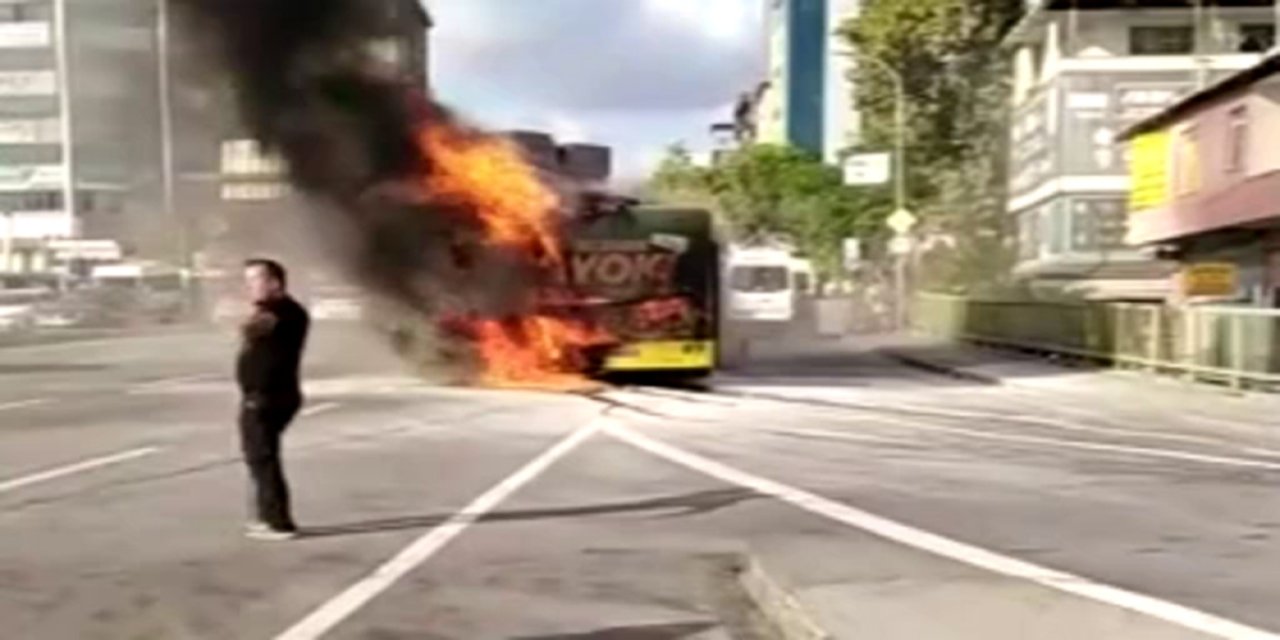 Kadıköy’de İETT otobüsü alev topuna döndü