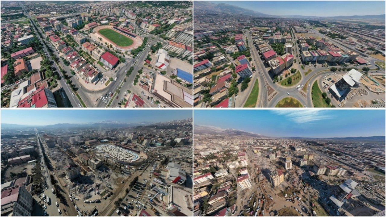 Kahramanmaraş'ta deprem öncesi ve sonrası çekilen fotoğraflar yıkımı ortaya koyuyor!