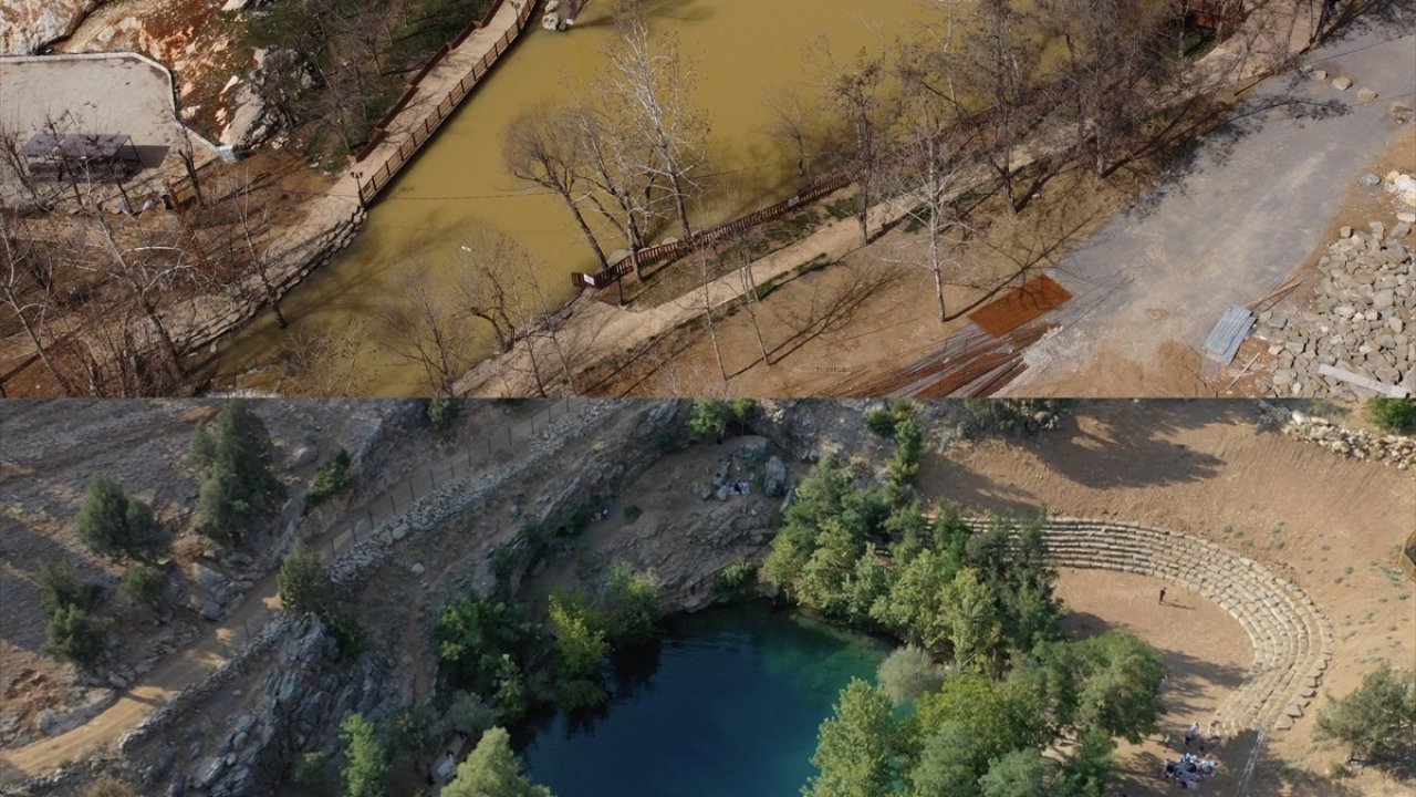 Kahramanmaraş'taki Yeşilgöz Gölü'nün rengi değişti!