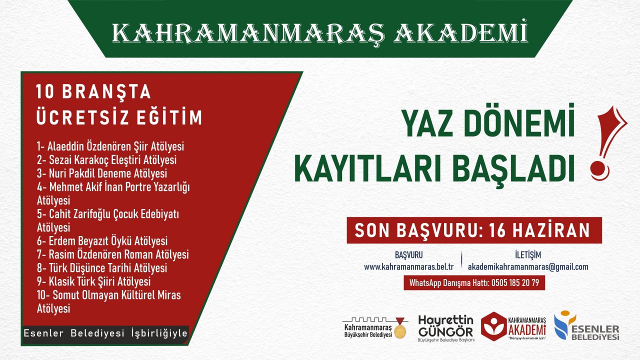 Kahramanmaraş’ta Akademi’de yaz kayıtları başladı!