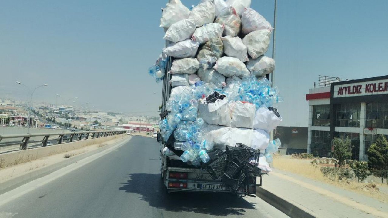 Kahramanmaraş’ta aşırı yüklü kamyon korkuttu!