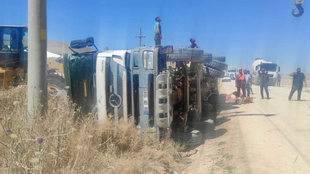 Afşin’de beton mikseri devrildi! 1 yaralı