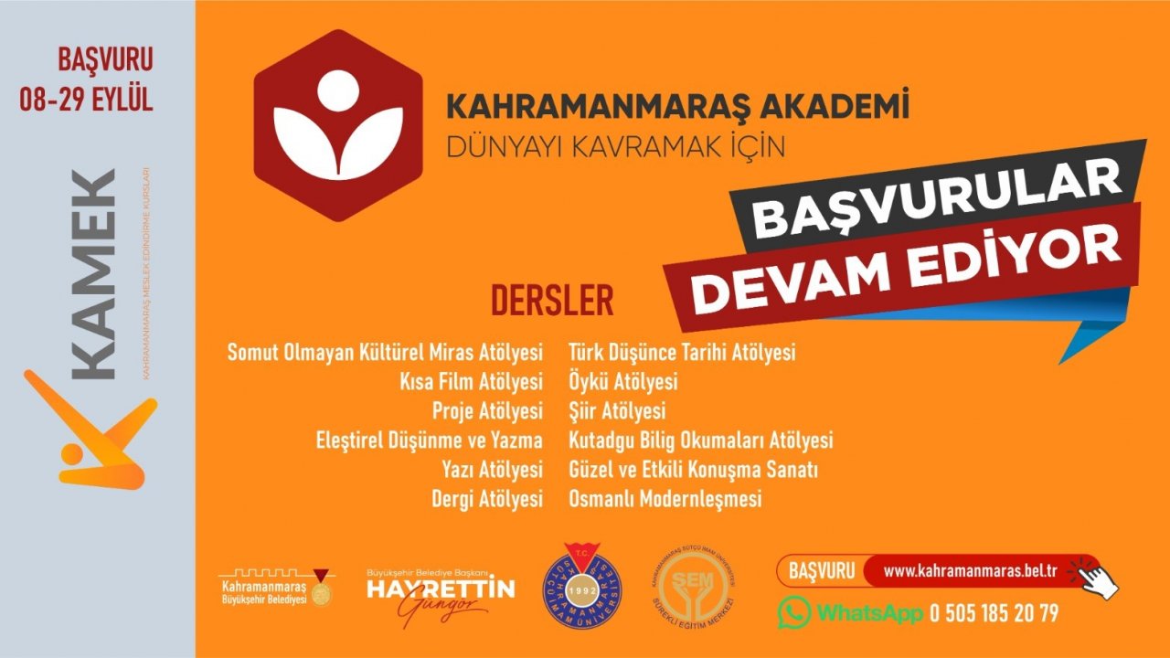 Kahramanmaraş Büyükşehir Akademisinde Başvurular Sürüyor!