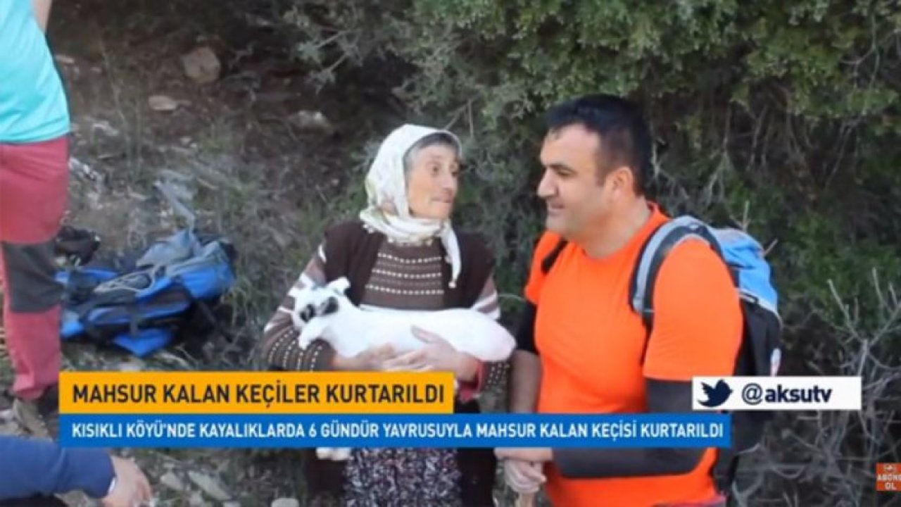 Fatma Ninenin Kayalıklarda Yavrusuyla Mahsur Kalan Keçisi Kurtarıldı