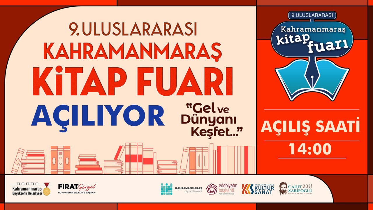 9. Uluslararası Kahramanmaraş Kitap Fuarı yarın kapılarını açıyor!