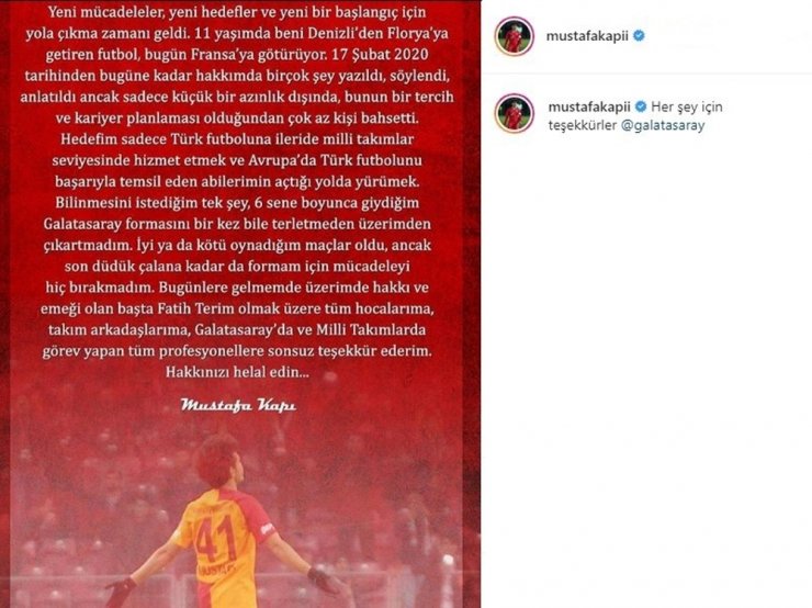 Mustafa Kapı’dan Galatasaray’a veda